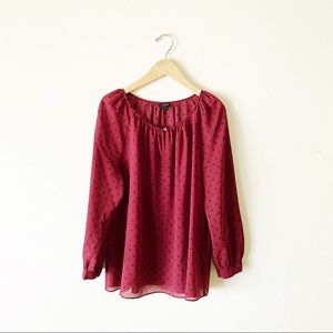 J. Crew Burgundy Polka Dot Top